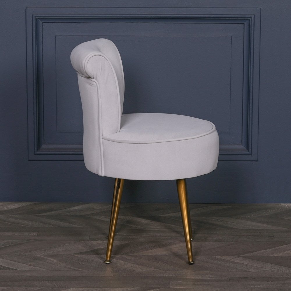 Grey Stool / Bedroom Chair With Gold Legs