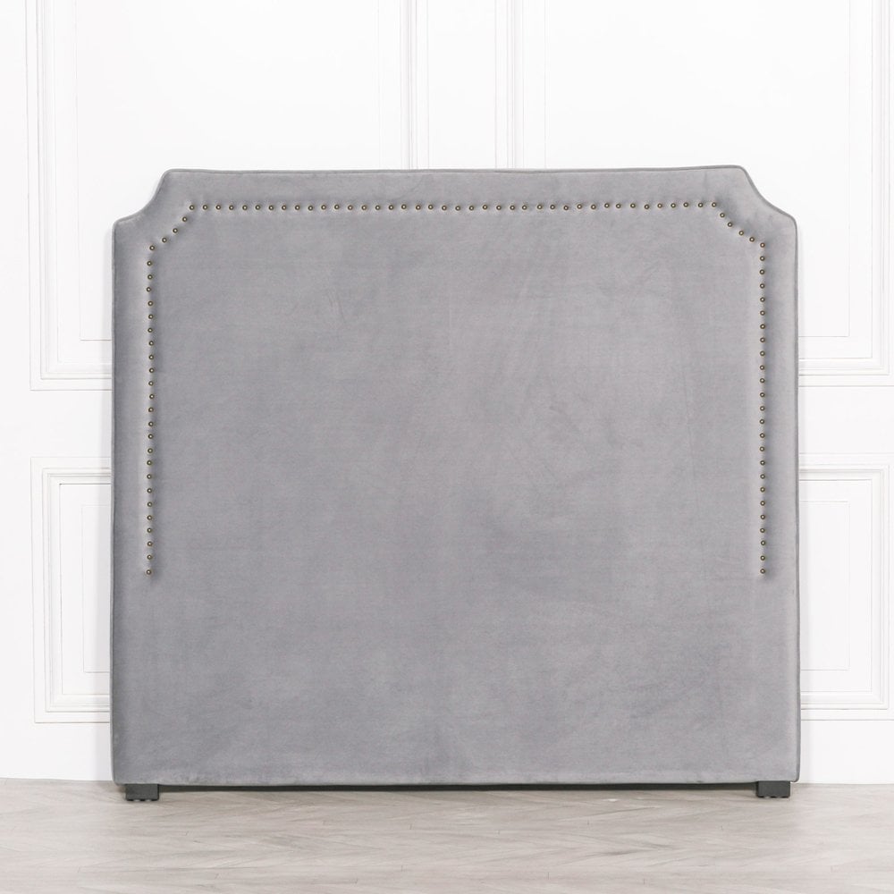Grey Velvet 5Ft King Size Headboard