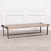Industrial Wrought Iron Coffee Table With Rustic Wood Top