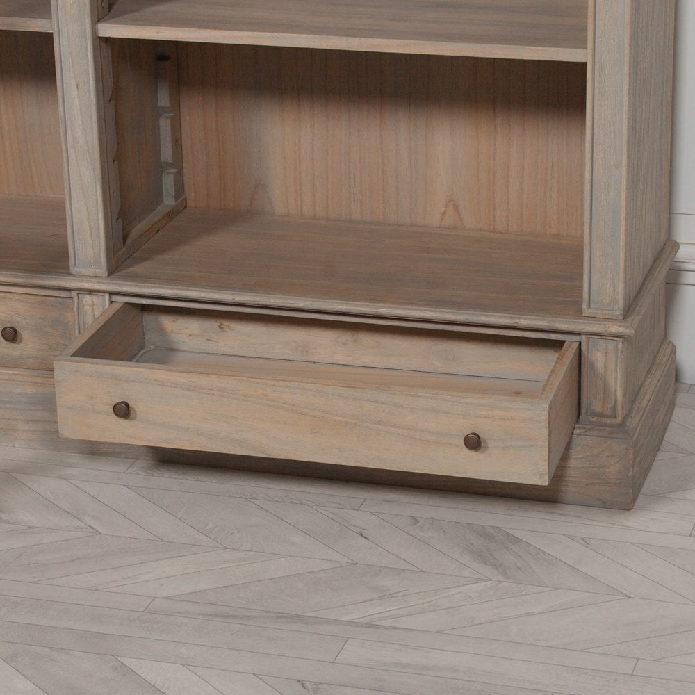 Large Rustic Wooden Bookcase With Ladder