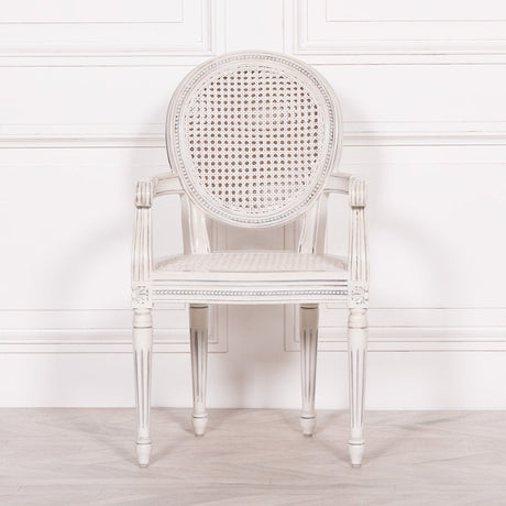 Off White Chateau Rattan Dining / Bedroom Arm Chair