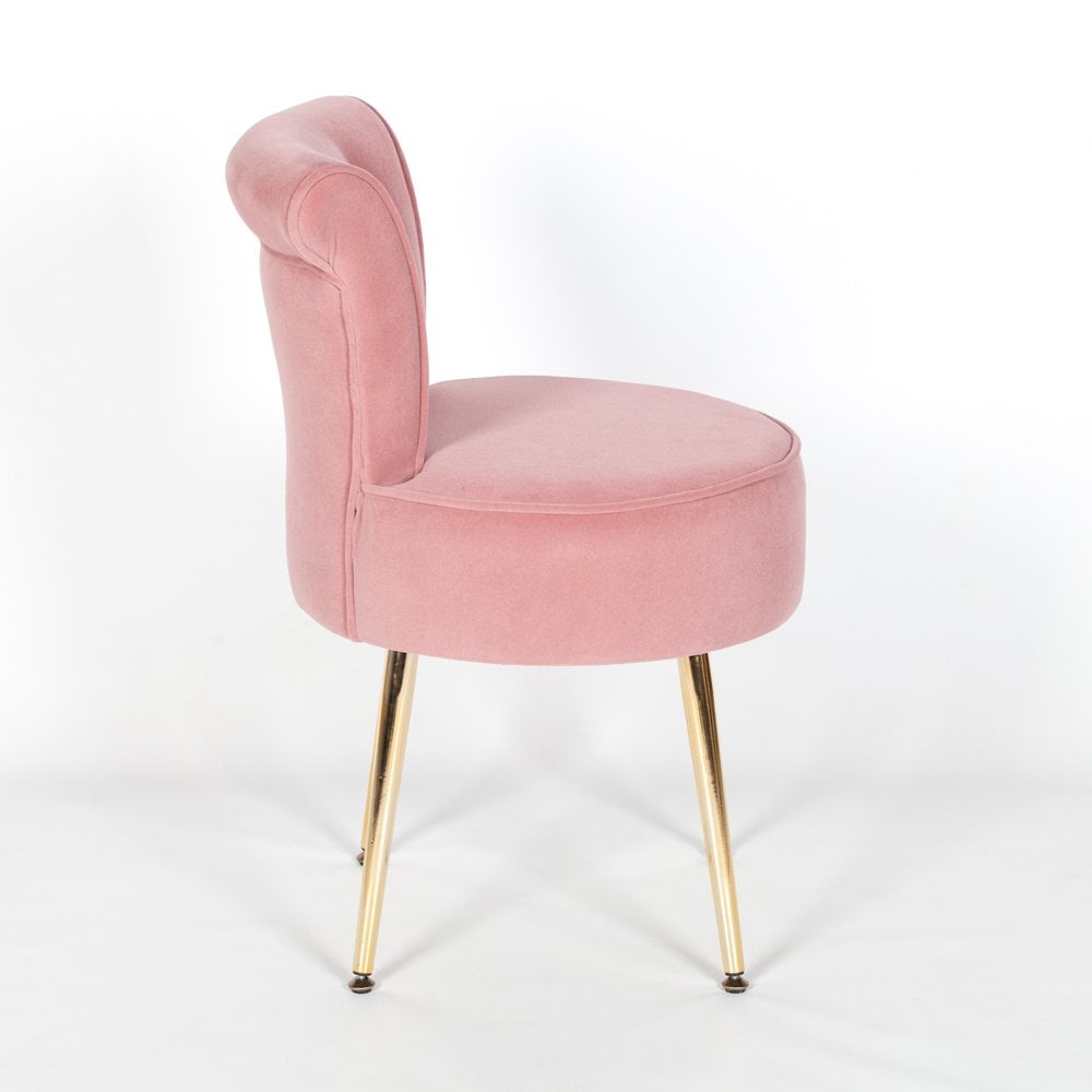 Pink Stool / Bedroom Chair With Gold Legs