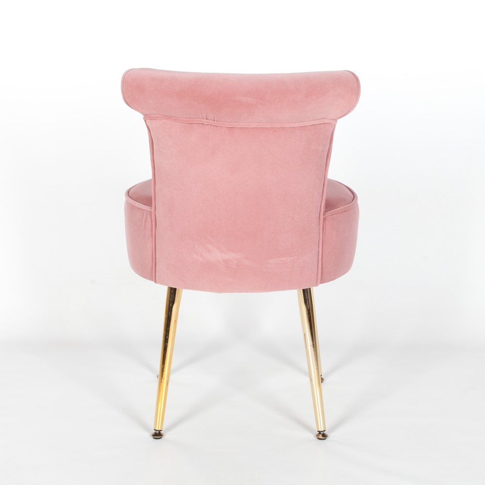 Pink Stool / Bedroom Chair With Gold Legs