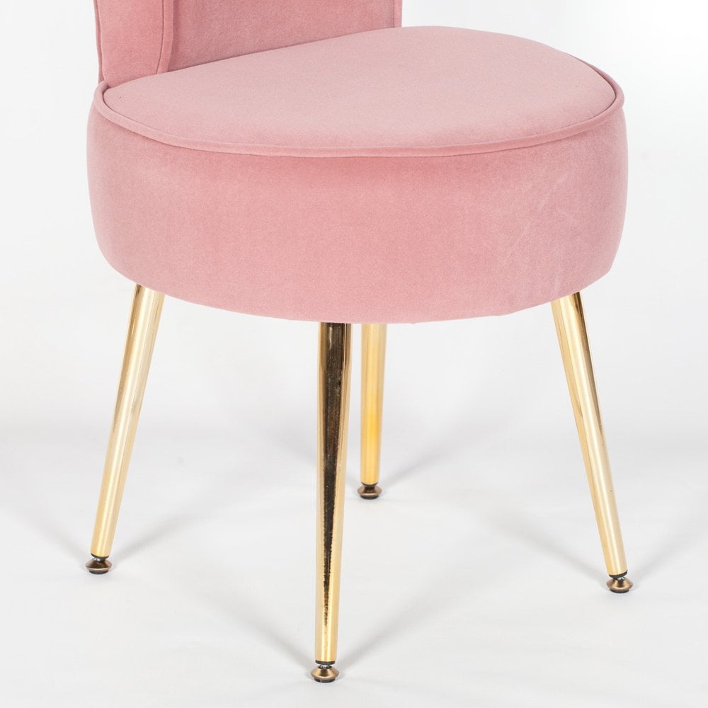 Pink Stool / Bedroom Chair With Gold Legs