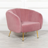 Pink Velvet Accent Armchair