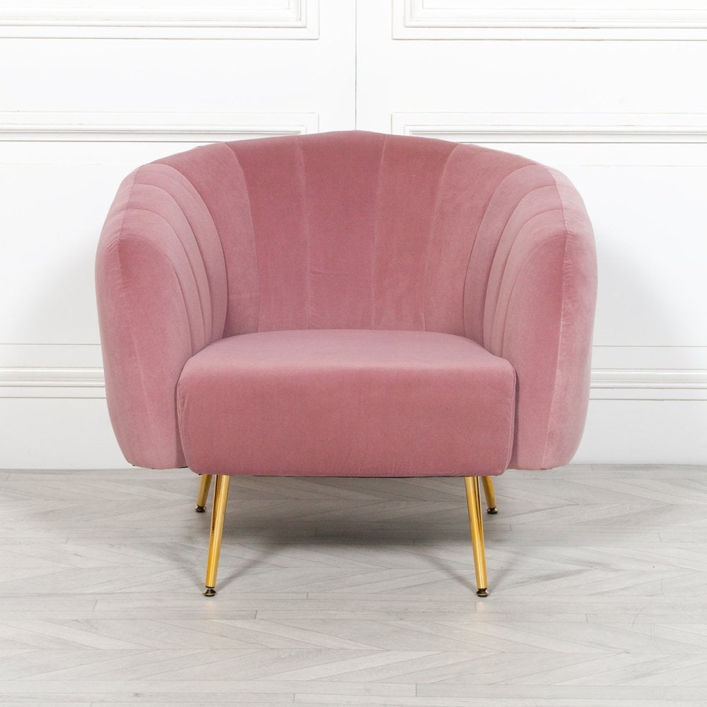 Pink Velvet Accent Armchair