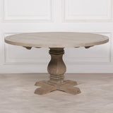 Rustic Wooden Round Pedestal Dining Table