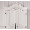 Wooden Carved French Chateau White Double Armoire