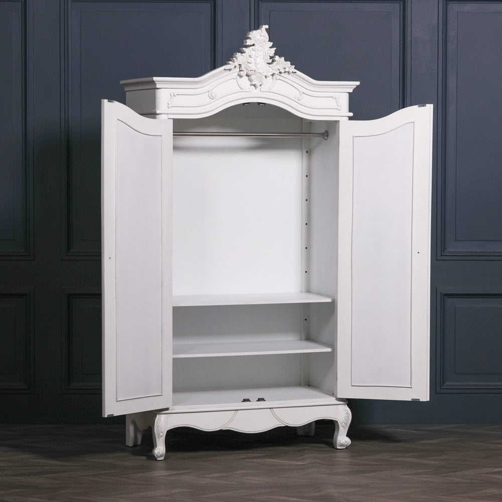 French Style Carved Double Full Mirrored Armoire