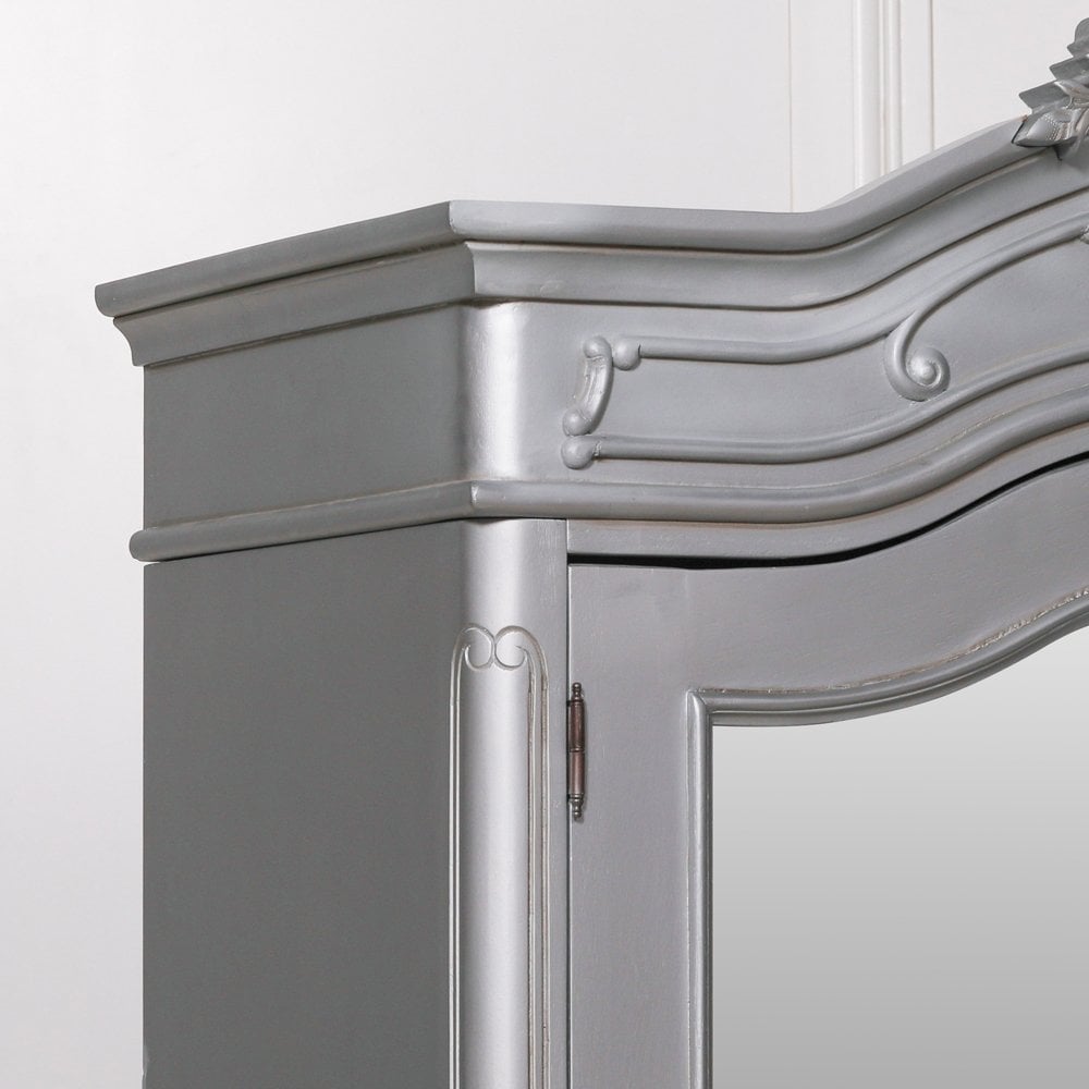 French Style Carved Double Full Mirrored Armoire