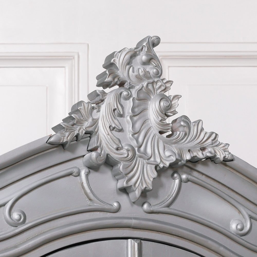 French Style Carved Double Full Mirrored Armoire