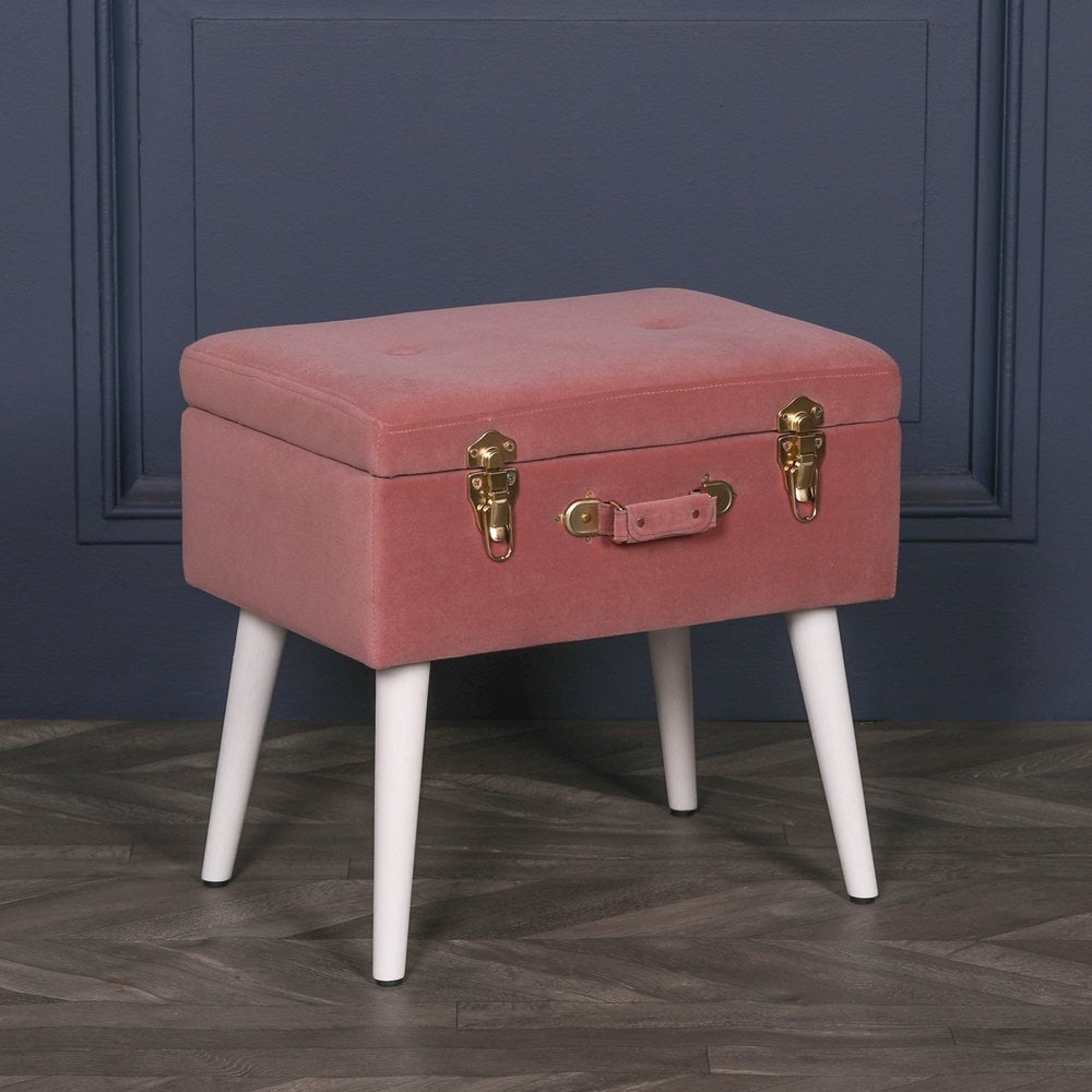 Pink Suitcase Stool With Legs