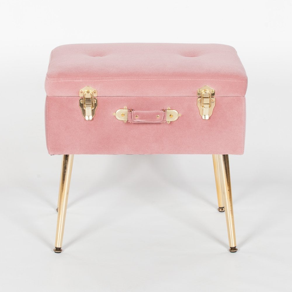 Pink Suitcase Stool With Legs