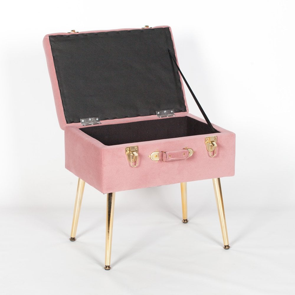 Pink Suitcase Stool With Legs