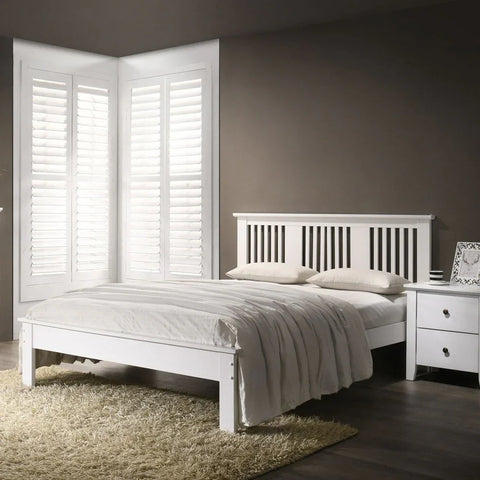 Hanna Slatted Bed - White