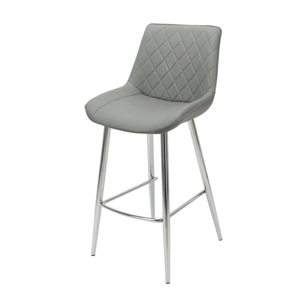 Silvia Bar Stool Grey - Chrome Legs Seat Height 720mm