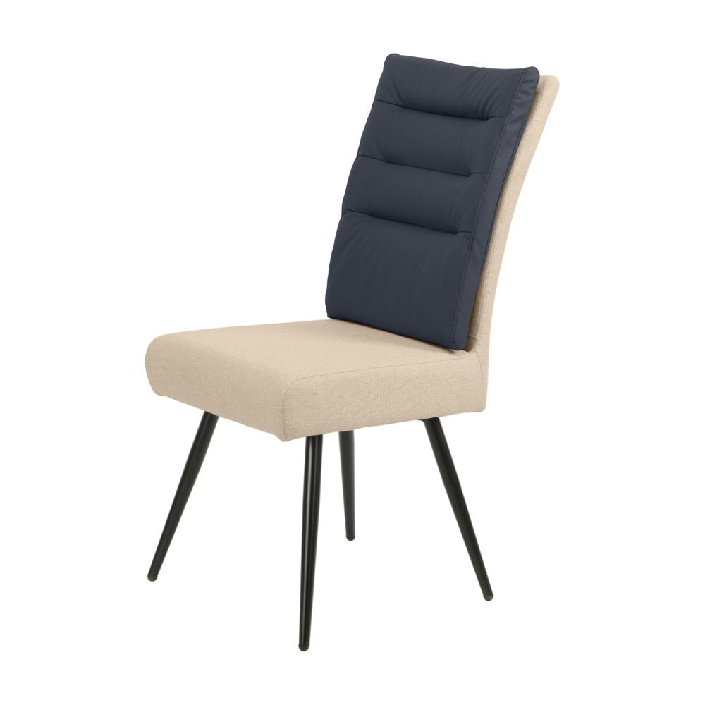 Viv Dining Chair Taupe with Midnight Blue Padding