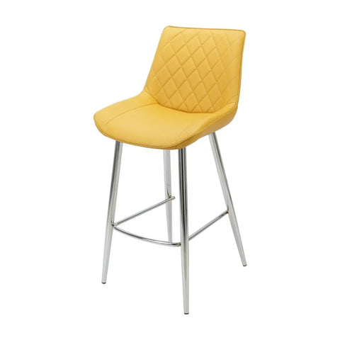 Silvia Bar Stool Yellow - Chrome Legs Seat Height 720mm