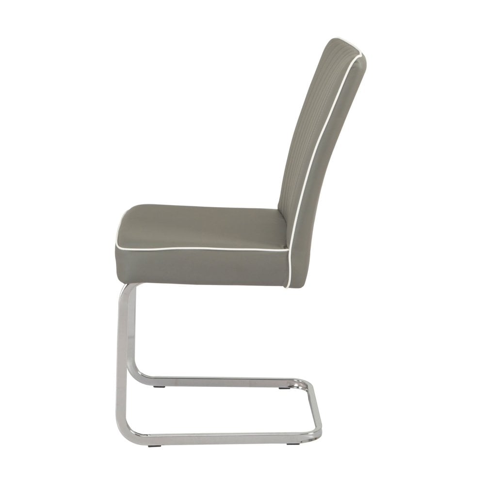 Bamberg Grey Dining Chair - White piping