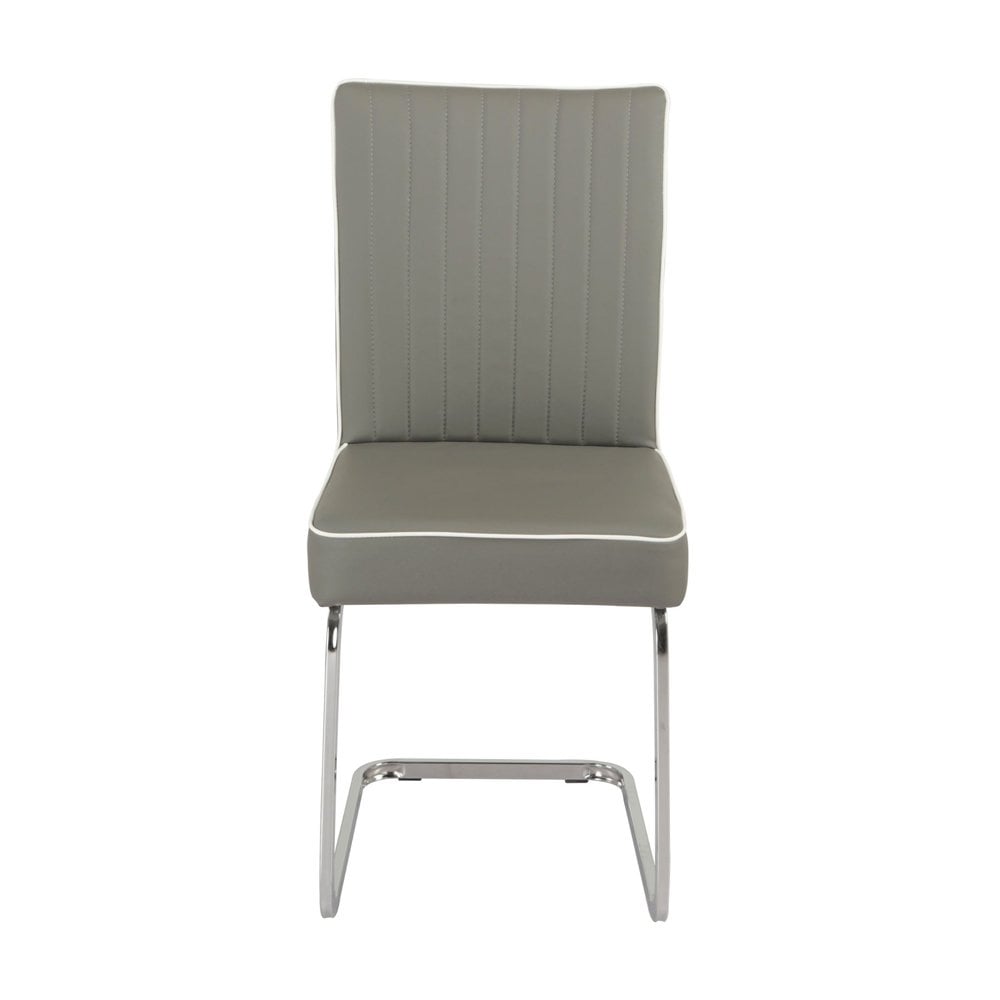 Bamberg Grey Dining Chair - White piping