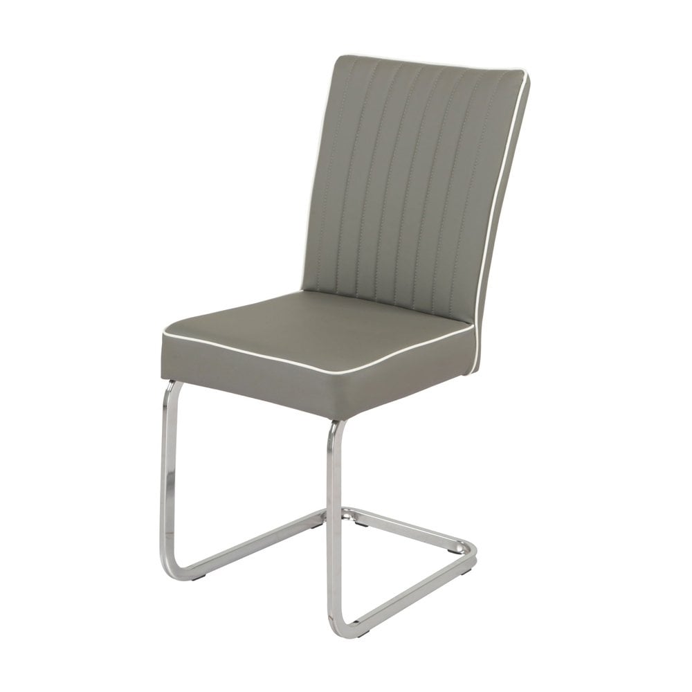 Bamberg Grey Dining Chair - White piping