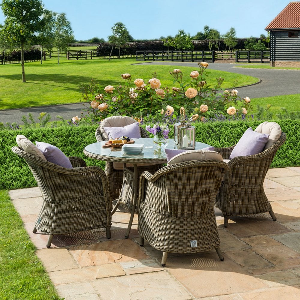 Winchester 4 Seat Round Dining Set with Heritage Chairs