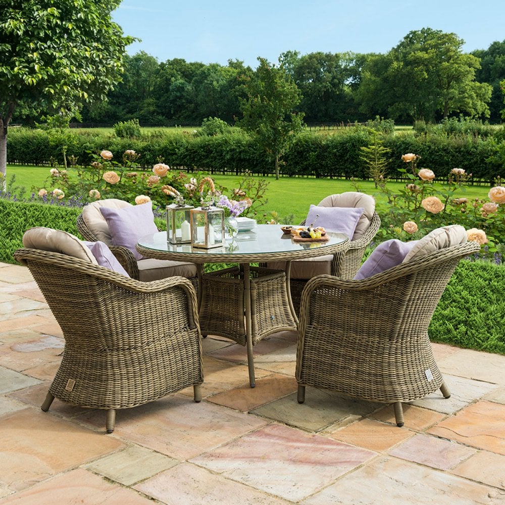 Winchester 4 Seat Round Dining Set with Heritage Chairs