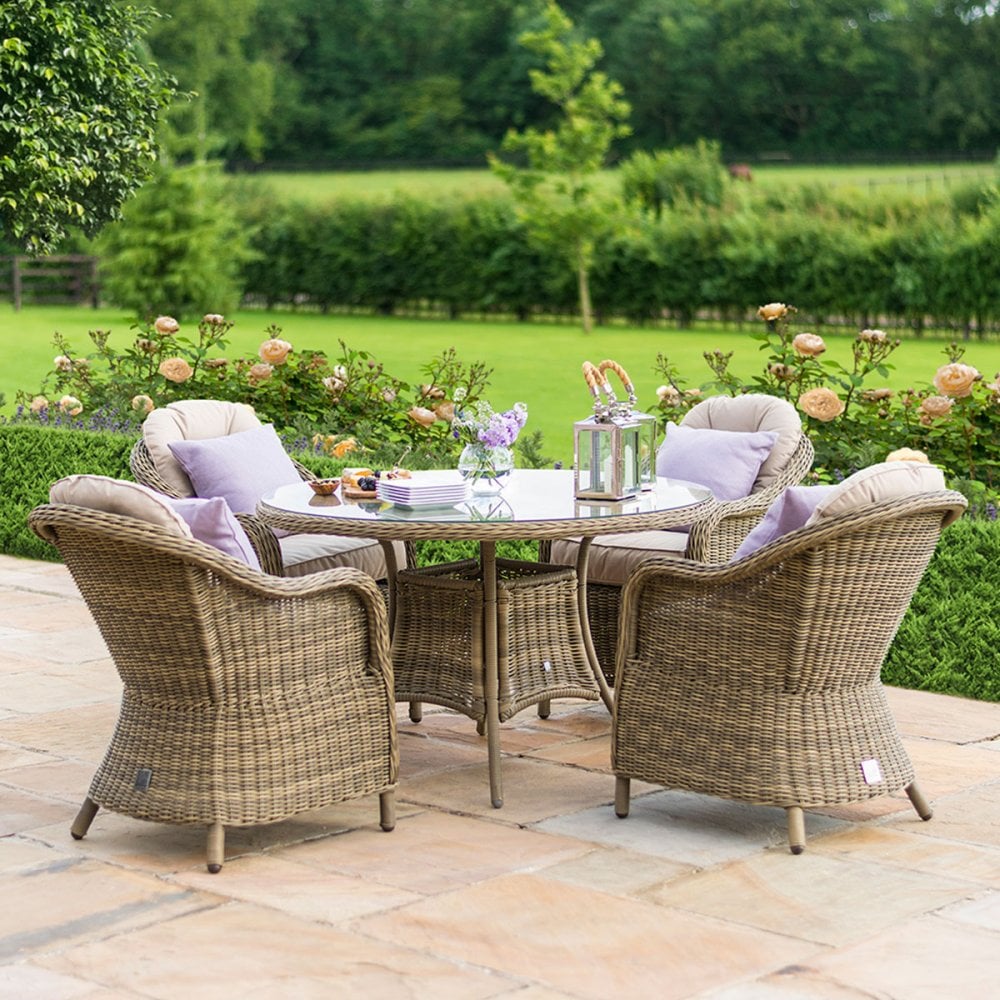 Winchester 4 Seat Round Dining Set with Heritage Chairs