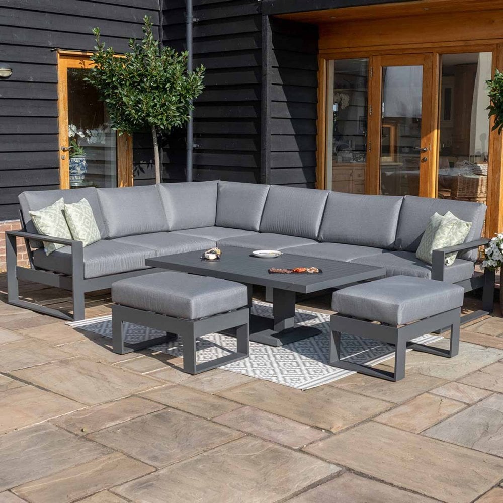 Amalfi Large Corner Dining Set with Rectangular Rising Table