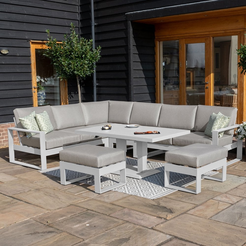 Amalfi Large Corner Dining Set with Rectangular Rising Table