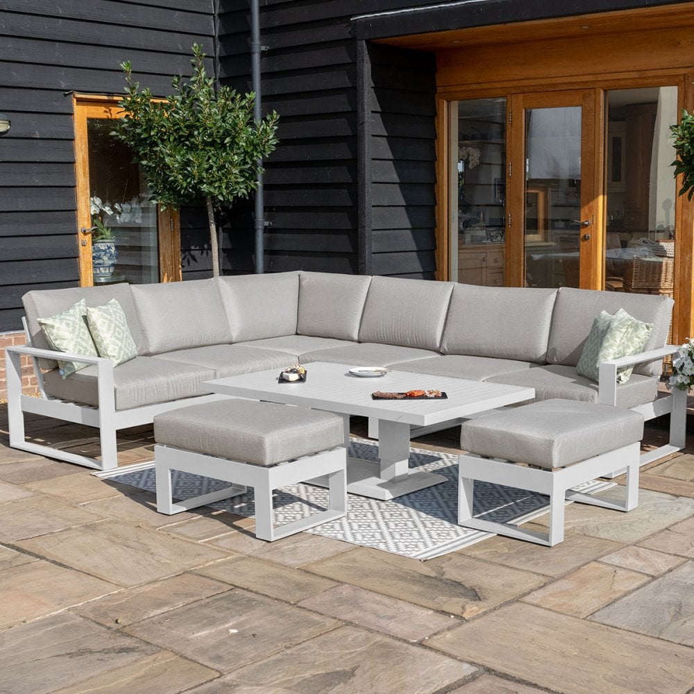 Amalfi Large Corner Dining Set with Rectangular Rising Table