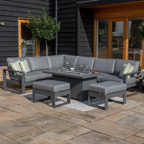 Amalfi Large Corner Dining with Rectangular Fire Pit Table