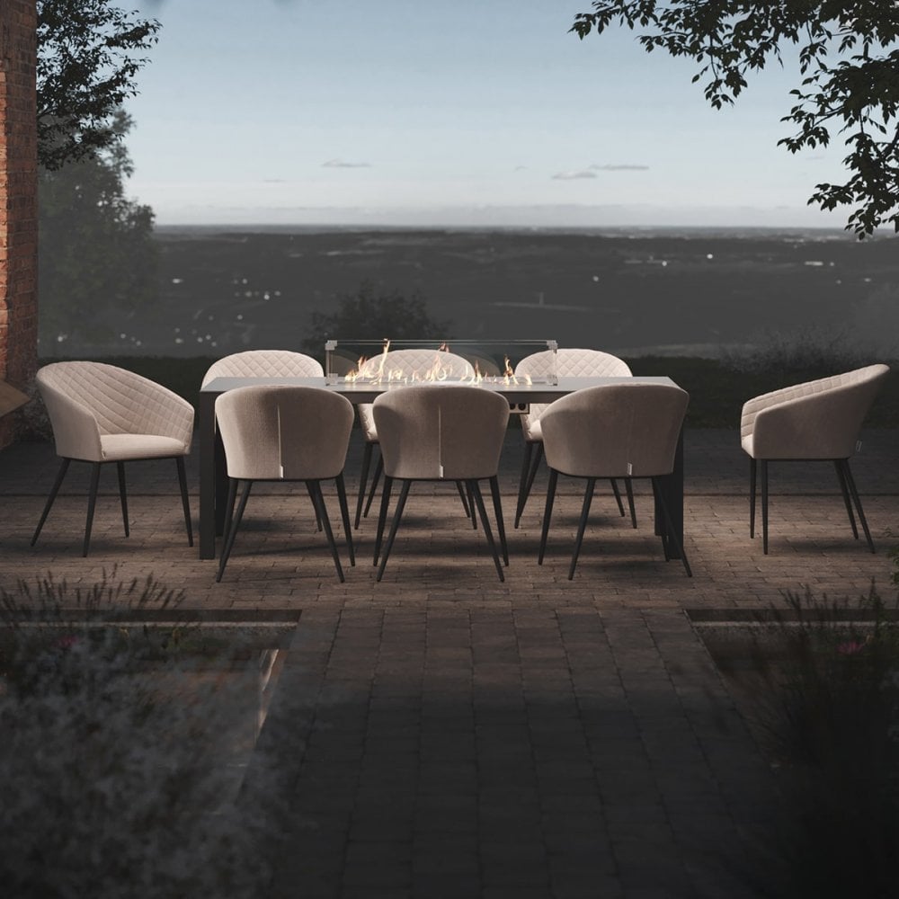 Ambition 8 Seat Rectangular Fire Pit Dining Set