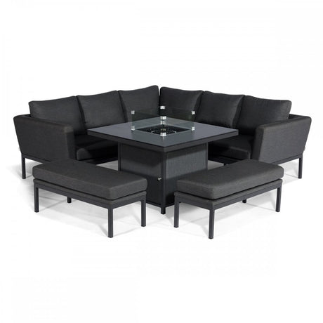 Pulse Square Corner Dining Set with Fire Pit