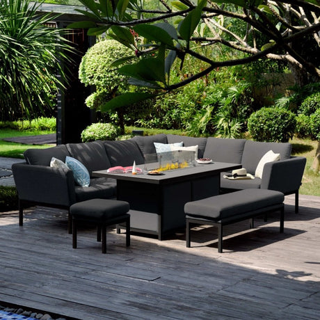 Pulse Left Handed Rectangular Corner Dining Set with Fire Pit