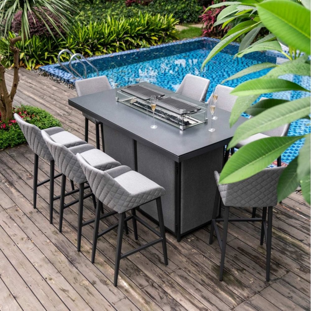 Regal 8 Seat Rectangular Fire Pit Bar Set