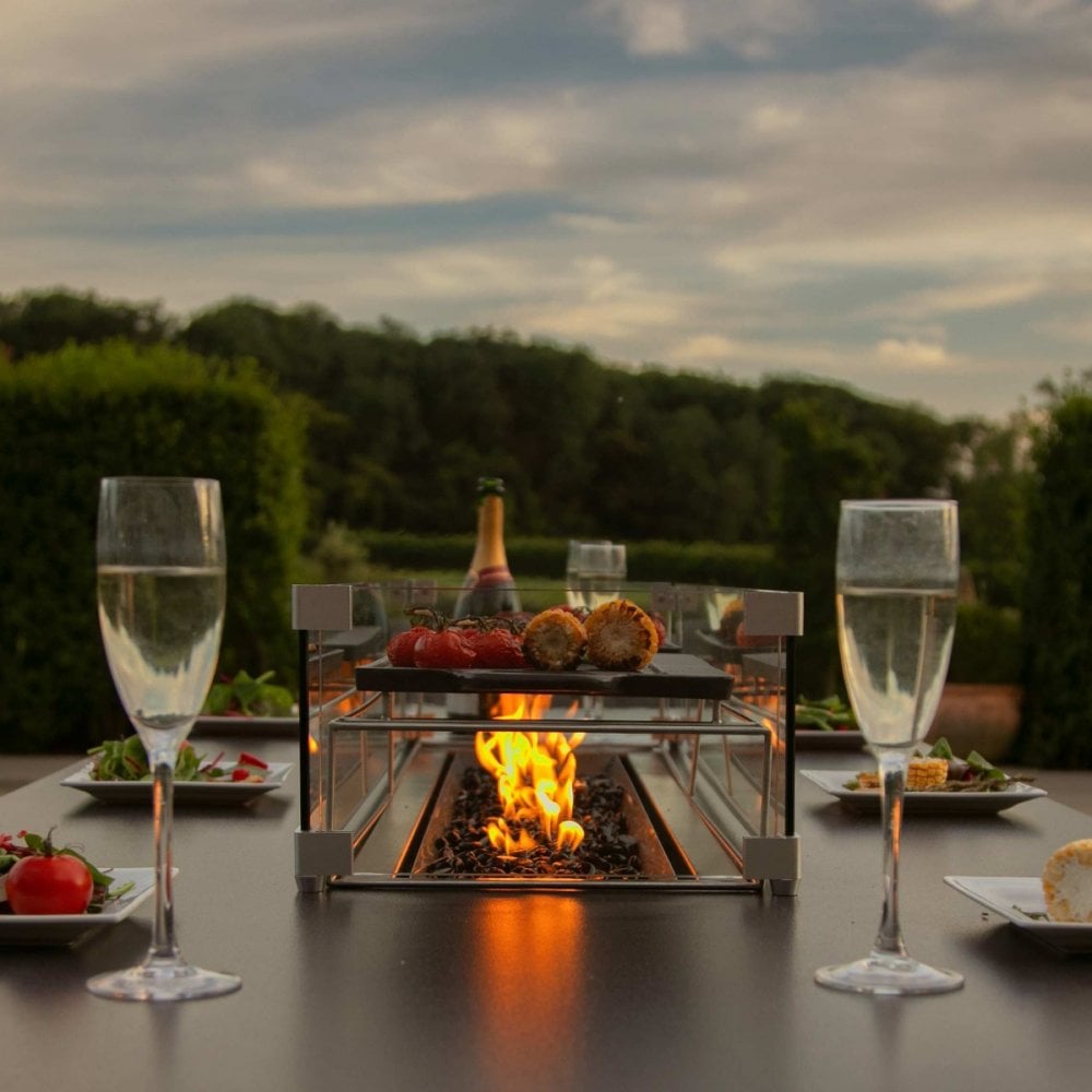 Regal 8 Seat Rectangular Fire Pit Bar Set