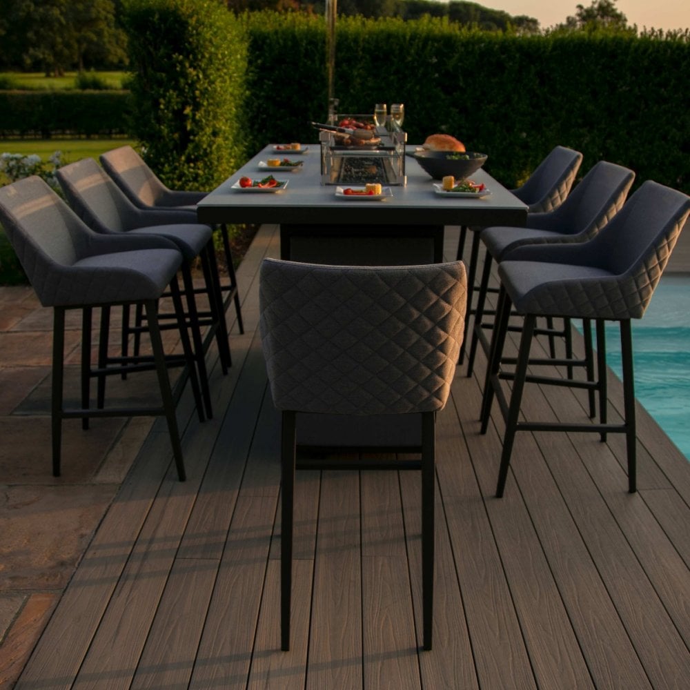 Regal 8 Seat Rectangular Fire Pit Bar Set