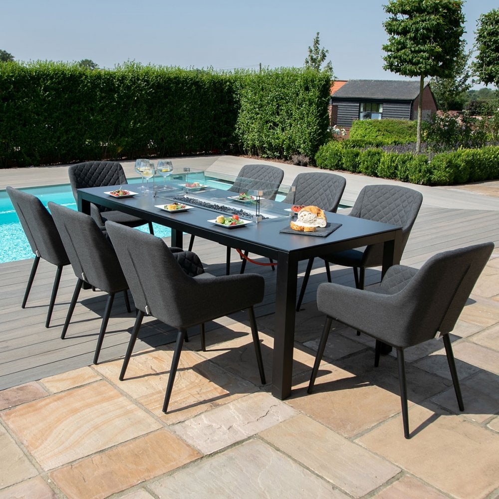Zest 8 Seat Rectangular Fire Pit Dining Set