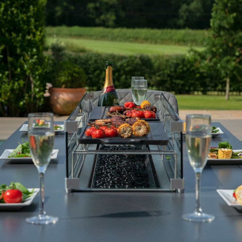 Zest 8 Seat Rectangular Fire Pit Dining Set