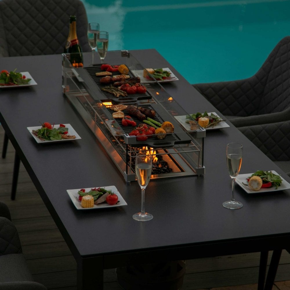 Zest 8 Seat Rectangular Fire Pit Dining Set
