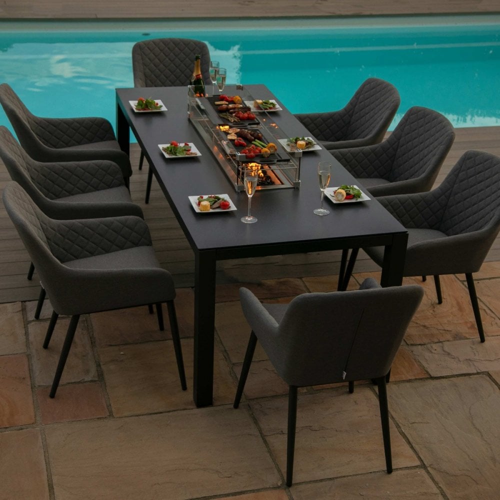 Zest 8 Seat Rectangular Fire Pit Dining Set