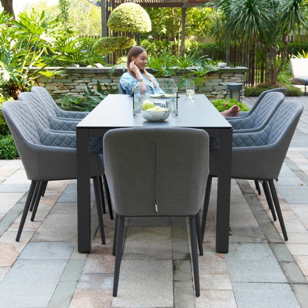 Zest 8 Seat Rectangular Fire Pit Dining Set