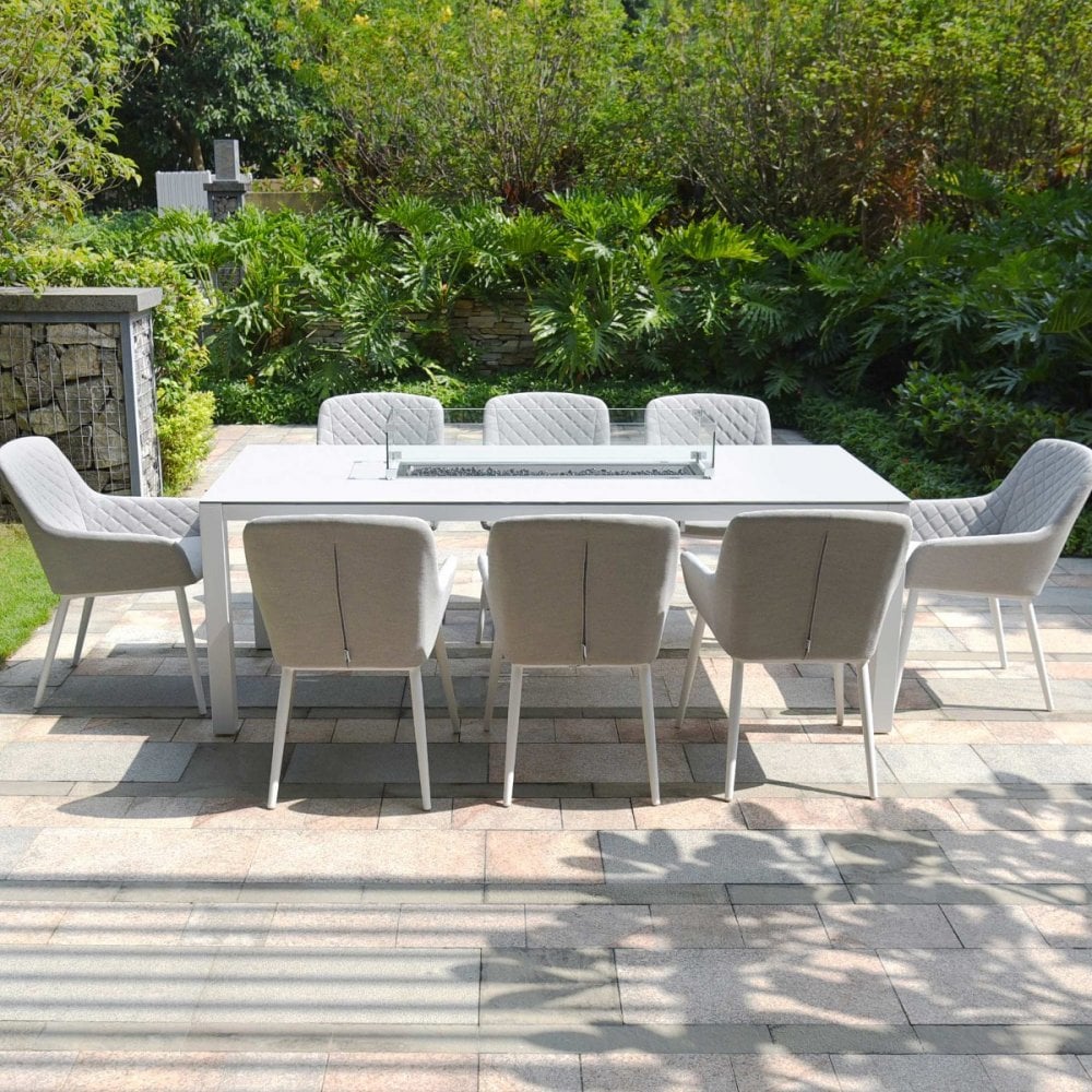 Zest 8 Seat Rectangular Fire Pit Dining Set