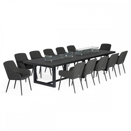 Zest 12 Seat Rectangular Fire Pit Dining Set