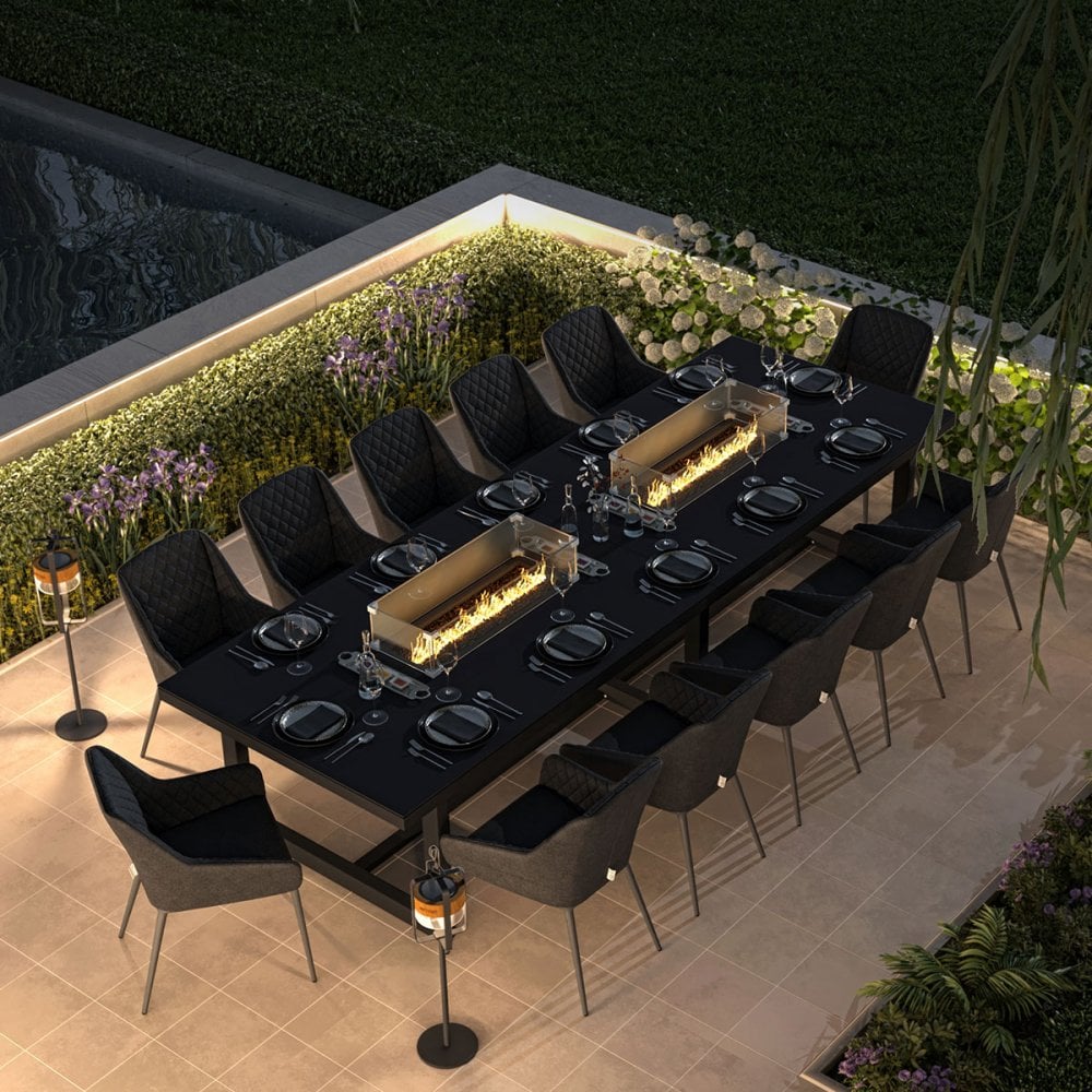 Zest 12 Seat Rectangular Fire Pit Dining Set