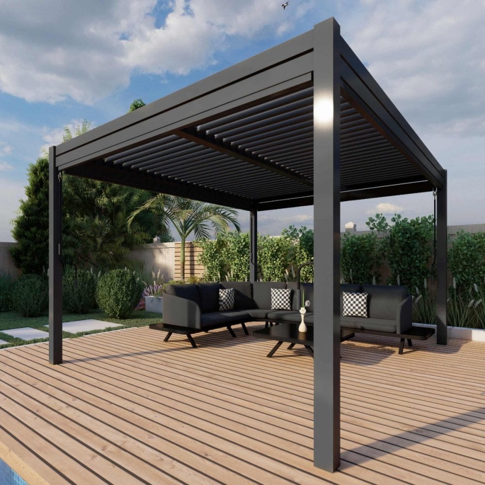 Como Pergola Aluminium Square 40x40 with 4 Drop Sides