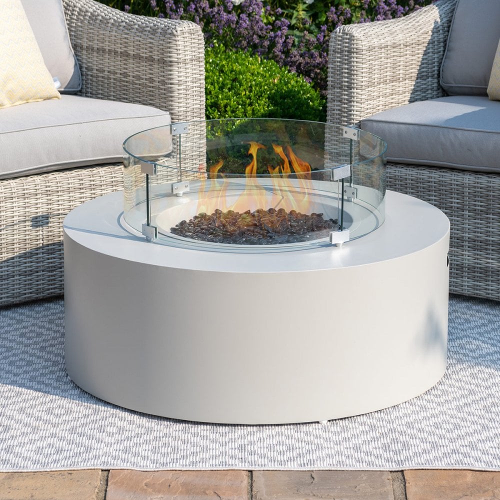 90D Round Gas Fire Pit(includes glass surround, and fire stones)