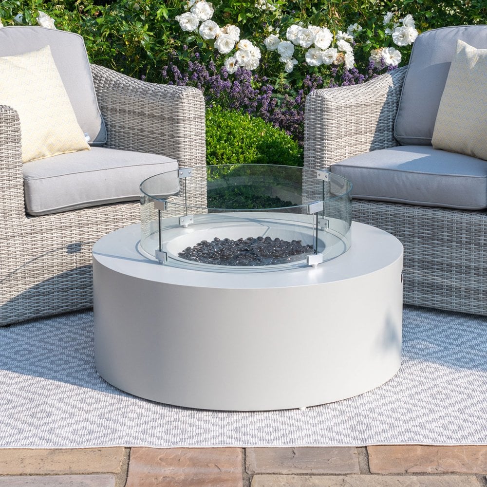 90D Round Gas Fire Pit(includes glass surround, and fire stones)