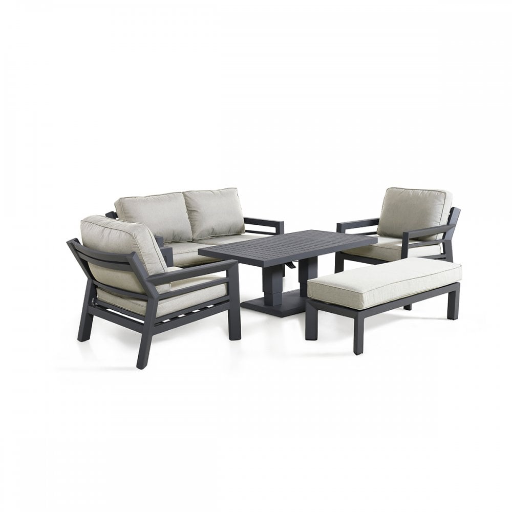 New York 2 Seat Sofa Set with Rising Table / Dove Grey
